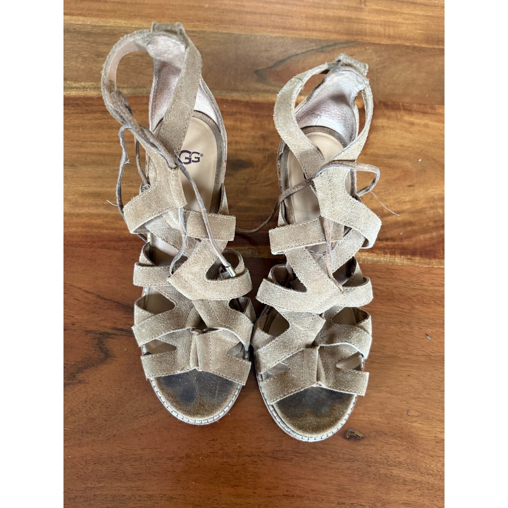 UGG Australia "Harris" Gladiator Lace Up Strappy Heeled Sandals Size 8.5